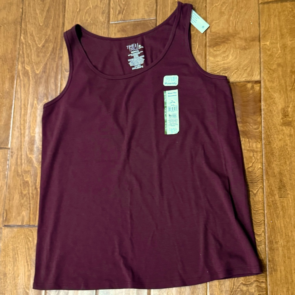 NWT size XL Maternity Time and Tru Women's Burgundy Tank Top